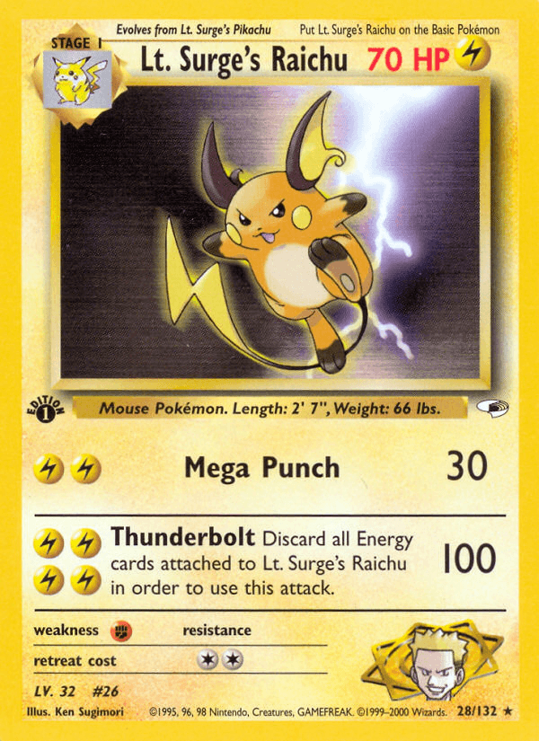Lt. Surge's Raichu — 1st Edition