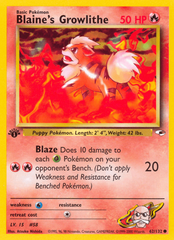 Blaine's Growlithe — 1st Edition