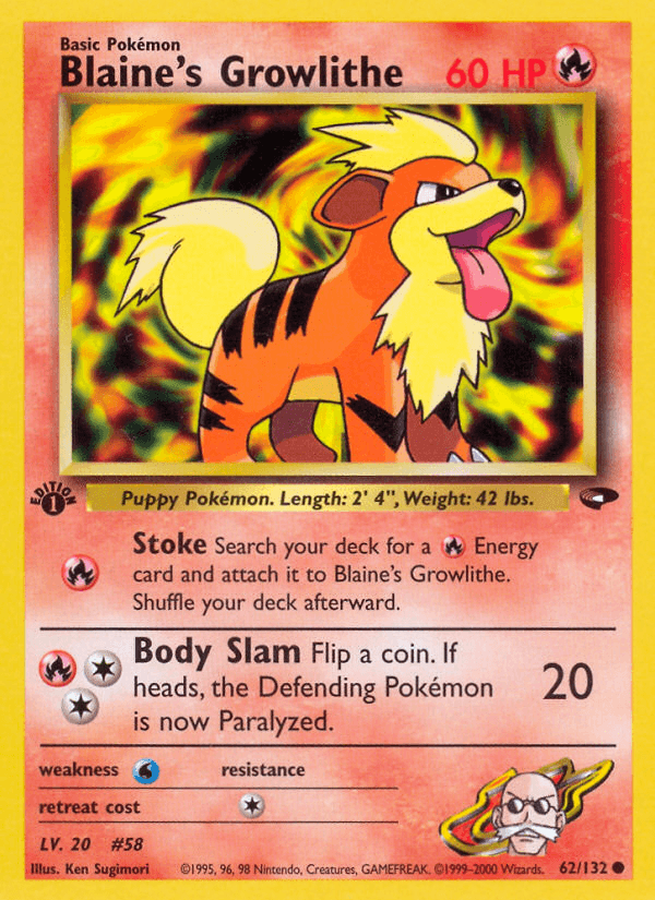 Blaine's Growlithe — 1st Edition