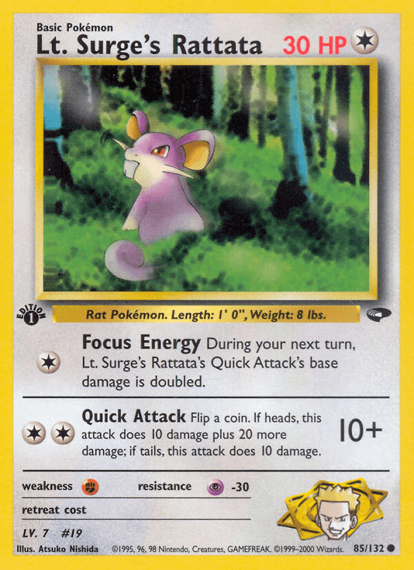Lt. Surge's Rattata — 1st Edition
