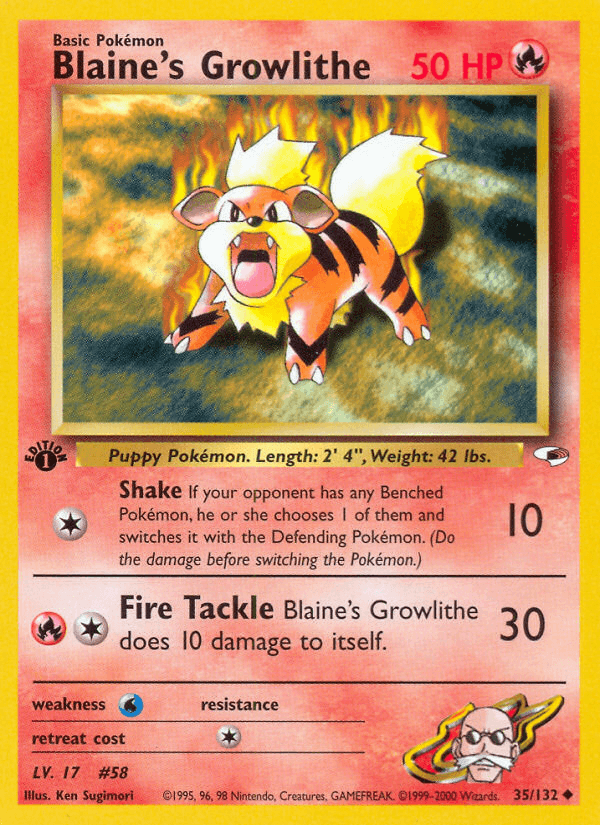 Blaine's Growlithe — 1st Edition