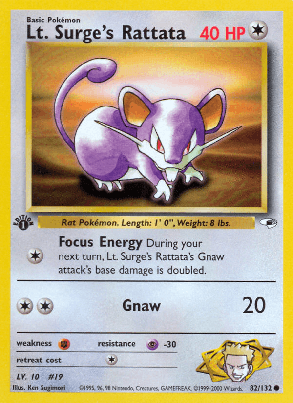 Lt. Surge's Rattata — 1st Edition