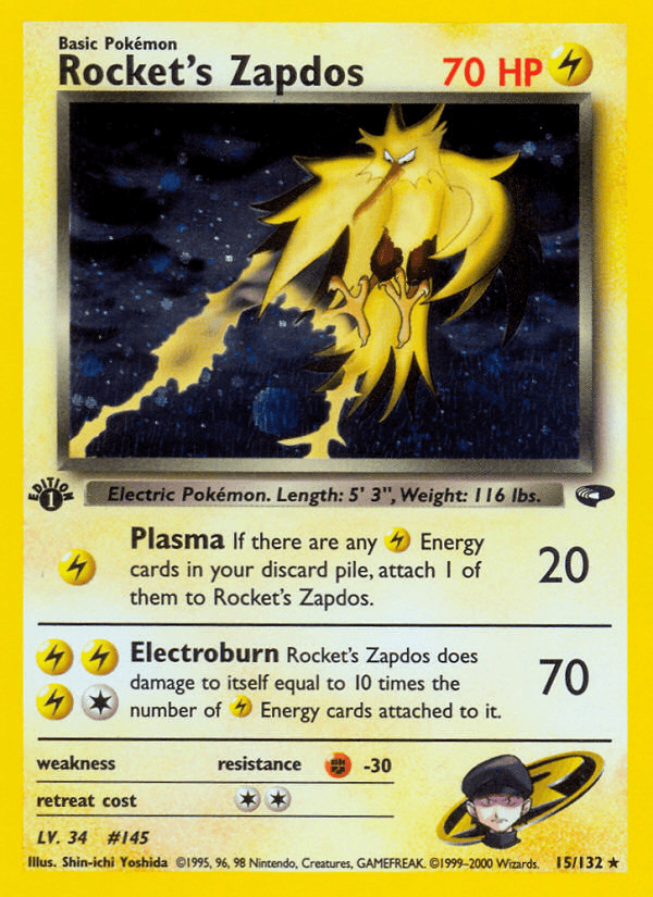 Rocket's Zapdos — 1st Edition